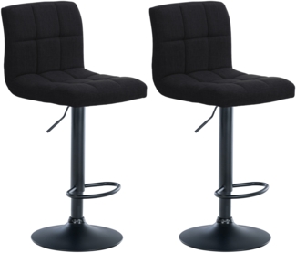 DELUKE® Barhocker 2er Set MADRID - Schwarz, Stoff, Schwarz Barhocker mit Lehne Barstuhl Tresenhocker Tresenstuhl Kneipenhocker Kneipenstuhl