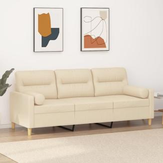 vidaXL 3-Sitzer-Sofa mit Zierkissen Creme 180 cm Stoff 3200831