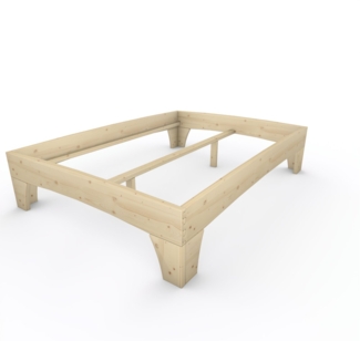 Holzbett (Fichte) "Rosi" 160 x 220 cm 48 cm ohne Kopfteil Massivholzbett Bett