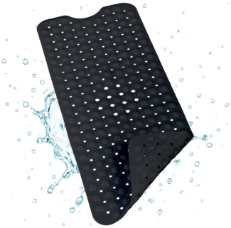 relaxdays Duschmatte Badewannenmatte XXL, Höhe 7 mm, Kunststoff, rechteckig, schwarz