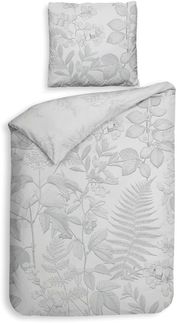 Heckett & Lane Renforce Bettwäsche 155x220 Freyr Grey Gräser Blätter silber Wende