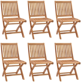 vidaXL Klappbare Gartenstühle mit Kissen 6 Stk. Massivholz Teak 3072848