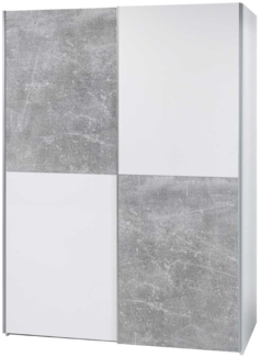 Schwebetürenschrank Pip / Puls , Holzwerkstoff , Grau, Weiß , 170 x 195 x 59 cm