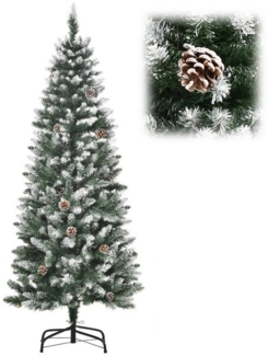 BlingBin Künstlicher Weihnachtsbaum Tannenbaum Künstlich Christbaum, Naturgetreu mit Verschneite Spitzen, Kiefer, Weihnachtsdeko - 464 Zweige, 28 Zapfen, Feuerfest, Ø69x150H cm