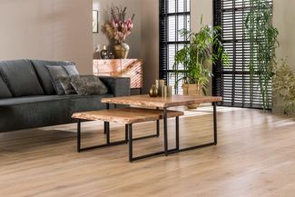 KAWOLA Couchtisch AMARLA Set 2-tlg. Akazie braun 45 x 80 x 80 cm