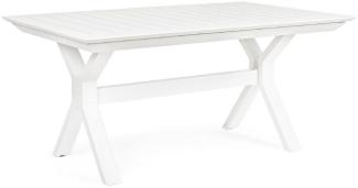 Casa Padrino Luxus Gartentisch Weiß 180-240x100 x H. 76 cm - Ausziehbarer Esstisch aus pulverbeschichtetem Aluminium - Luxus Garten & Terrassen Tisch - Luxus Garten & Terrassen Möbel