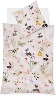 Fleuresse Mako-Satin Bettwäsche 155x220 Schmetterling Rosen Blüten rosa 114346-4