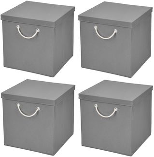 StickandShine Faltbox 4 Stück 30 x 30 x 30 cm Aufbewahrungsbox Stoffboxen Faltbox