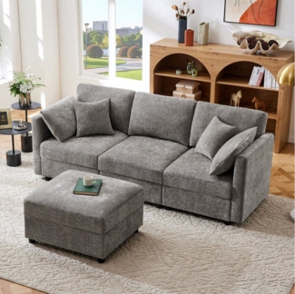 REDOM Ecksofa Geräumiges 3-4 Personen Sofa, Schlafcouch, Sofabett 1 Teile, L-förmiges Polstersofa