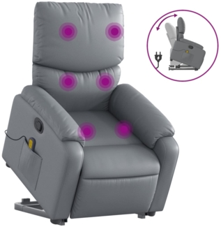 vidaXL Massagesessel mit Aufstehhilfe Grau Kunstleder 3204896