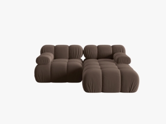 Micadoni Modulares Ecksofa Bellis 3-Sitzer Rechts Samtstoff Braun