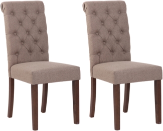 DELUKE® 2er Set Esszimmerstühle WALES Stoff - 98x45x63cm, taupe, Holz Gestell Stühle Esszimmerstühle Stuhl Esszimmer Esstisch Stühle Küchenstuhl