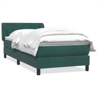 vidaXL Boxspringbett mit Matratze Dunkelgrün 80x220 cm Samt 3317550