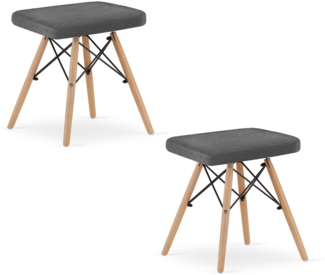 Valora PEKO HOCKER Grauer Samt, natürliche Beine x2