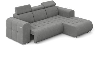 MEBLINI Elektrische Schlafcouch - Ecksofa mit Schlaffunktion - Sofa mit Relaxfunktion und Kopfstützen - Couch L-Form - Eckcouch - Wohnlandschaft - MADELINE - 266x200x93cm Rechts - Grau Samt