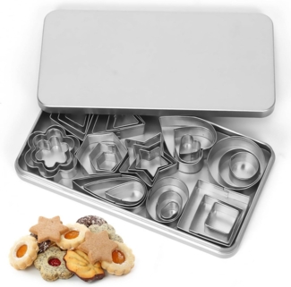 Auledio Ausstechform Plätzchen Ausstecher Mini, 30 Stück Mini Ausstecher Set, Edelstahl 430, (30-St), 10 Formen, Edelstahl 430, BPA‑frei, spülmaschinenfest, vielseitig