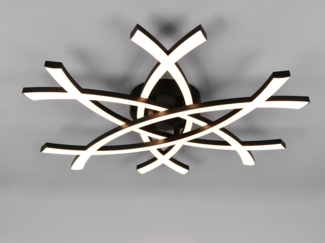 Große Wand- und Deckenleuchte POLLOCK Schwarz drei LED-Elemente Weiß, flach 9cm