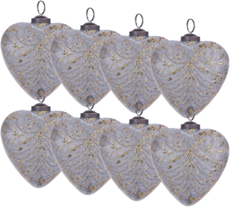 Weihnachtskugel 8er Set FERIABLE Glas Grau