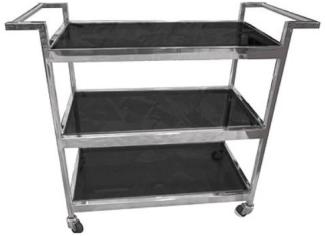 Casa Padrino Luxus Servierwagen Silber / Schwarz 93 x 40 x H. 79 cm - Hotel Restaurant Gastronomie Trolley