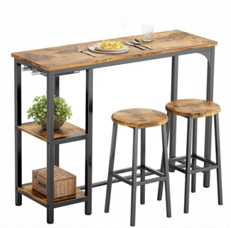 Bealife Essgruppe Esstisch mit 2 Stühlen, 3-tlg Bartisch,Küchentisch für Küche,Esszimmer, Platzsparende Stühle