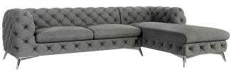 S-Style Möbel Ecksofa Chesterfield mit Ottomane Kalina mit Silber Metall Füßen, mit Wellenfederung