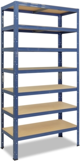 shelfplaza HOME 230x80x30 cm Schwerlastregal in blau mit 7 Böden und 125 kg Traglast pro Boden