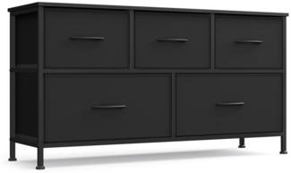 SONGMICS Kommode, Schrank, 5 Stoffschubladen, für Schlafzimmer, Flur, Wohnzimmer, schwarz