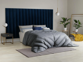 Vente-unique - Wandpaneel Bettkopfteil - Samt - 220 cm - Blau - GONDA von Pascal Morabito