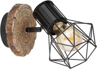 GLOBO Wandleuchte Innen Wandlampe schwarz Holz Wohnzimmer Schlafzimmer 54017W-1