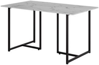 Vicco Esstisch Schwarz/Marmor-Weiß 140x80 cm, Merido