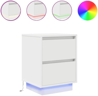 vidaXL Nachttische mit LED-Leuchten 2 Stk. Weiß 38x34x50 cm 861284