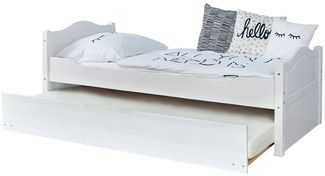 Ticaa Einzelbett 'Leni' 90x200 Kiefer massiv - mit Zusatzbett - weiß