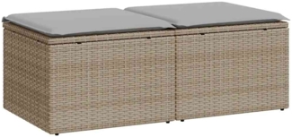 vidaXL 2-tlg. Garten-Sofagarnitur mit Kissen Beige Poly Rattan Akazie 3328682