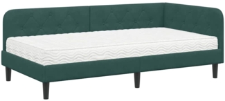 vidaXL Eckbettgestell mit Matratze Dunkelgrün 90 x 190 cm Samt 3394146
