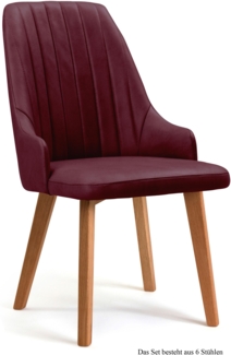 Esszimmerstuhl (6er-Set) Daryl 52 x 91 x 60 Eiche geölt/Marsala