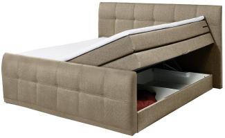 Boxspringbett Hotelbett mit Bettkasten 180x200 cm SACRAMENTO-09 Sand, 4 cm Komfort T25 Schaum-Topper