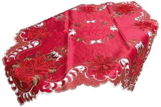 Westernlifestyle Mitteldecke Mit Spitze besetzte rot / goldene Weihnachtsdecke