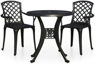 vidaXL 3-tlg. Bistro-Set Aluminiumguss Schwarz 3070581