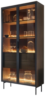 Compleo Glasvitrine mit 2 Schubladen, zweiturig, Stimmungsvolle LED-Beleuchtung