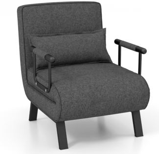 Schlafsessel Klappbares Verstellbares Schlafsofa Sofabett mit Rückenlehne Dunkelgrau