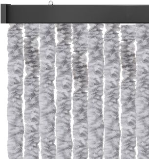 Flauschvorhang 100x200cm ( Meliert Hellgrau/Weiß ), perfekter Insekten- und Sichtschutz für Ihre Balkon- und Terrassentür, viele Farben