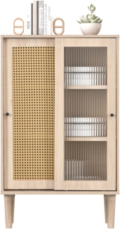 ComfortXL Sideboard mit Schiebetüren O3159, Holzwerkstoff, Eiche, 60x40x100cm