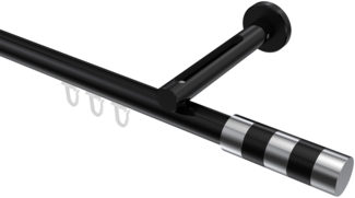 Innenlauf-Gardinenstangen-Set Siteno Mavell 100 cm, 1-läufig, 20 mm Ø Schwarz