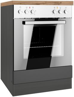 Herdumbauschrank 60 cm in grau, Arbeitsplatte Eiche, MONTERREY-03