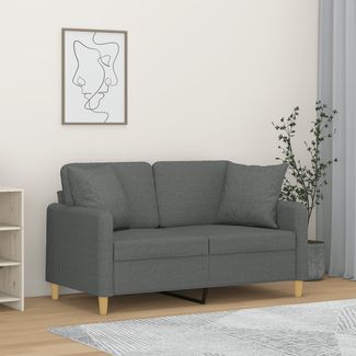 2-Sitzer-Sofa | Modern Sofa für Wohnzimmer mit Zierkissen Dunkelgrau 120 cm Stoff