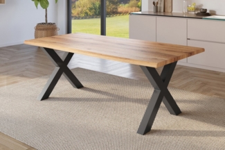 SAM® Esstisch Thorin, Verschiedene Optiken, X-Metallgestell, Baumkante