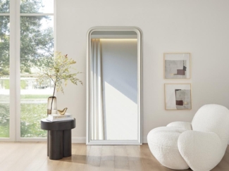 Vente-unique - Großer Spiegel aus Paulownia-Holz - B. 80 x H. 180 cm - Mattweiß - HELOISE