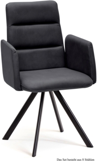 Armlehnstuhl (8er-Set) Deane 52x92x60 Schwarz/Anthrazit