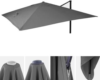 Ersatz-Bezug für Luxus-Ampelschirm HWC-A96, Sonnenschirmbezug Ersatzbezug, 3x3m (Ø4,24m) Polyester 2,7kg ~ anthrazit