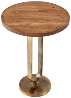 riess-ambiente Beistelltisch ELEGANCE 60cm natur / messing (Einzelartikel, 1-St), Wohnzimmer · Massivholz · Metall · rund · handmade · Modern Design